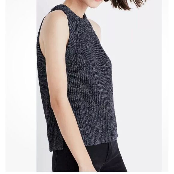 Madewell Tops - Madewell Valley Sweater-Tank‎ grey/black Sz medium
